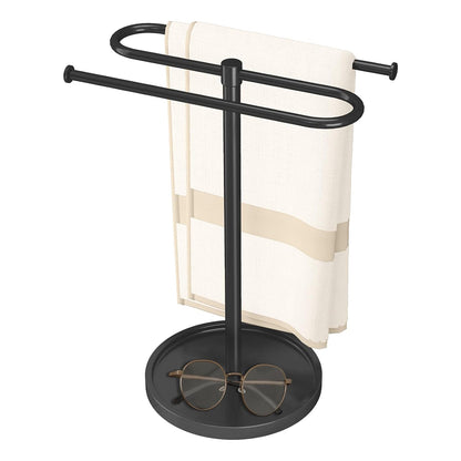 Hand Towel Holder Stand for Bathroom Countertop,S-Shape Bar,Black | Stainless Steel Hand Towel Racks Standing Holds 2 Towels for Kitchen