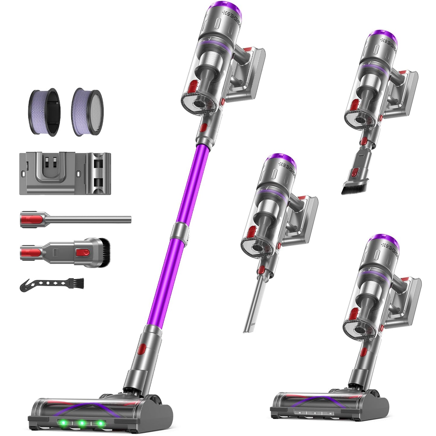 OXVAC Cordless Vacuum Cleaner, 60KPa 650W Stick Vacuum with 80Mins Runtime, Smart AUTO Mode, Anti-Tangle Brush, Self-Standing, Large Cup for Home, Pet Hair, Carpet & Hardwood Floor