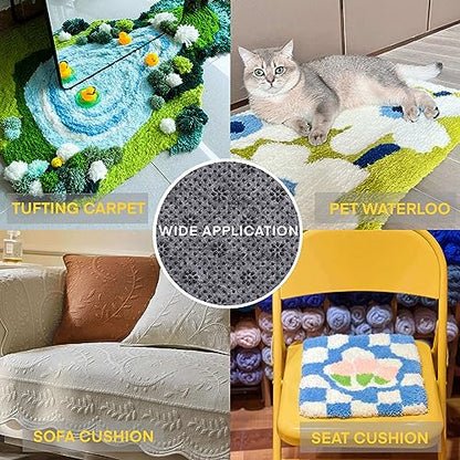 Rug Backing Fabric, Non-Slip Backing Cloth for Tufting Carpets 72"x40" | Upgrade 2mm thick tufting rug backing fabric with plum blossom non-slip pattern easy to cut Safe for hardwood floors