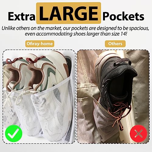 RV Shoe Storage for Bedside - 16 Extra Large Pocket Entryway Shoes Rack | Wall Mounted Bed Hanging Pocket Organizer, Bedside Caddy for Shoes and Tool Accessories, RV & Camper Essentials 2 Pack
