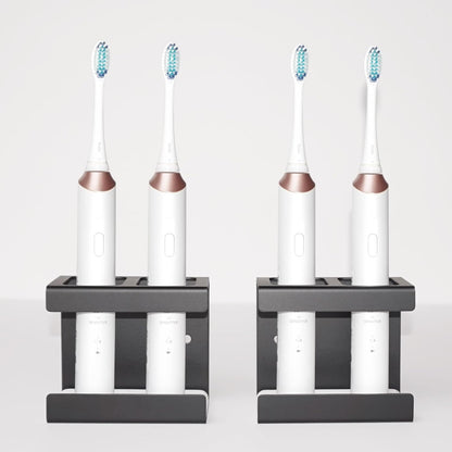 Set of 2 Electric Toothbrush Holder Wall Mounted, 18/8 Stainless Steel Toothbrush Stand with Diatomite Dish, 3M Self Adhesive Toothbrush Storage Rack for Bathroom (Black)
