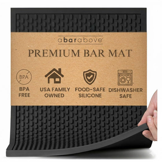 Heavy Duty Bar Mat, Food Safe Silicone Mat for Cou... (Black | Silicone)