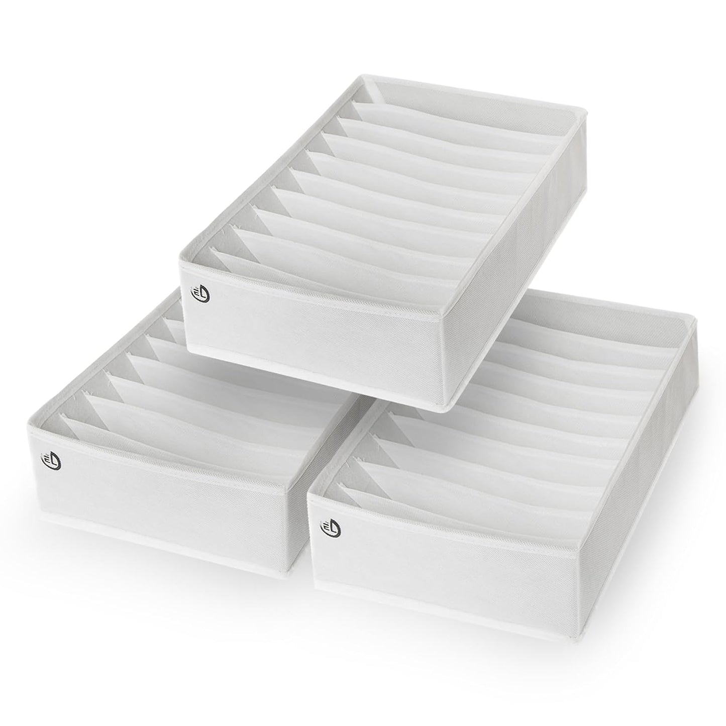 Drawer Organizer Clothes - 3 Set Multipurpose Dresser Drawer Organizer for Adults & Kids, Closet Foldable 10 Cells per Organizer - Non-Woven Fabric, T-Shirts, Baby Clothes, Shorts Organizer - White