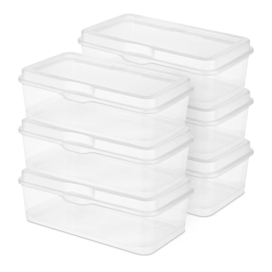 6-Pack Rectangular Large FlipTop, Clear Plastic St... (6 Count | Clear | Plastic)