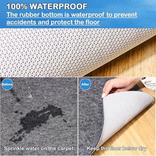 Non-Slip Rug Pads 8 x 10 ft, 100% Waterproof Extra Large Area Rugs Non Skid Rug Pad for All Floors and Finishes Durable Hardwood Floor Protective Felt Keeps Rugs in Place, Safe and Secure