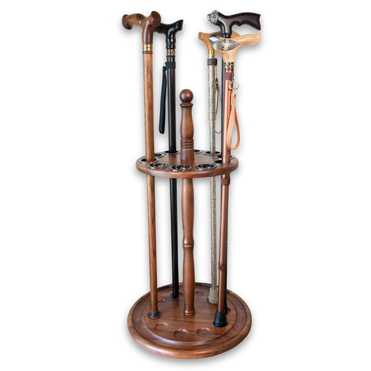 Asterom Cane Stand - Wooden Holder for Walking Sticks, Canes (Caramel)