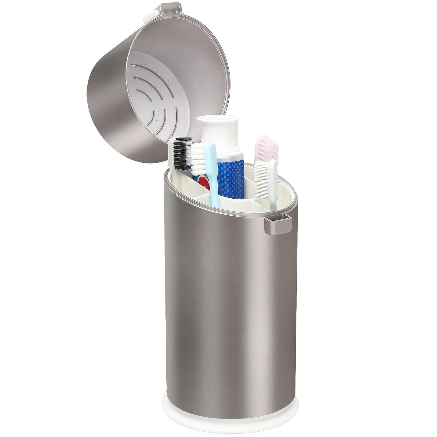 Toothbrush Holders for Bathrooms, Travel Toothbrush Organizer Toothbrush and Toothpaste Holders, 5 Slots Tooth Brushing Holder with Cover for Bathroom Countertop Organizer