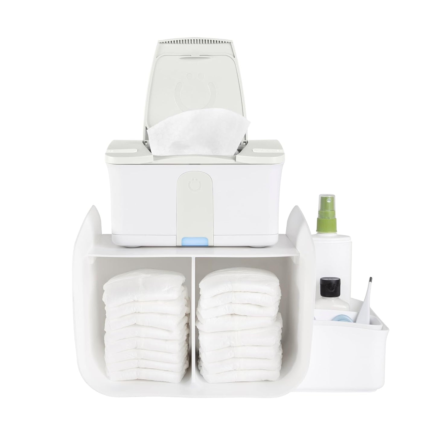 Ubbi Tabletop Diaper Caddy, Diaper Storage, Caddy Organizer, White | Non-Skid Rubber Feet, Baby Diaper Caddy Organizer for Wipes & Baby Accessories, Newborn Nursery Essential