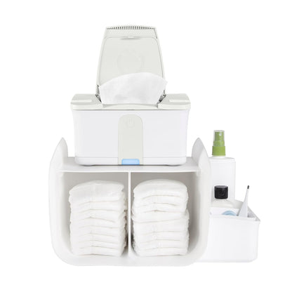 Ubbi Tabletop Diaper Caddy, Diaper Storage, Caddy Organizer, White | Non-Skid Rubber Feet, Baby Diaper Caddy Organizer for Wipes & Baby Accessories, Newborn Nursery Essential