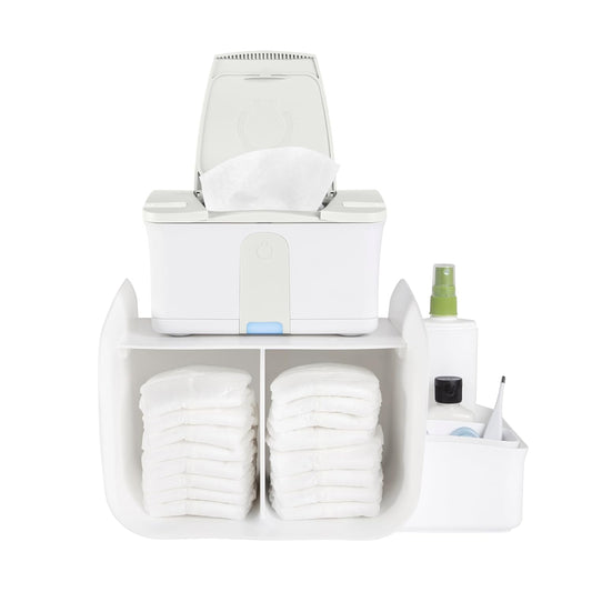 Ubbi Tabletop Diaper Caddy, Diaper Storage, Caddy Organizer, White | Non-Skid Rubber Feet, Baby Diaper Caddy Organizer for Wipes & Baby Accessories, Newborn Nursery Essential