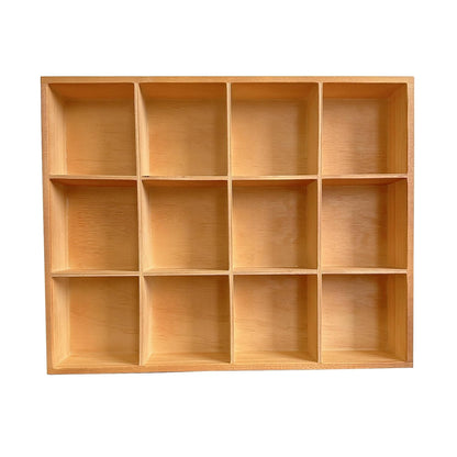 Organizer Box Solid Wood Storage Tray Desktop Display Organizer | Display Holder 12 Compartments Divider Box for Jewelry Office Supplies Antique Home Decor Craft Organization (Vintage Color)