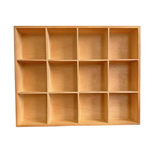 Organizer Box Solid Wood Storage Tray Desktop Display Organizer | Display Holder 12 Compartments Divider Box for Jewelry Office Supplies Antique Home Decor Craft Organization (Vintage Color)