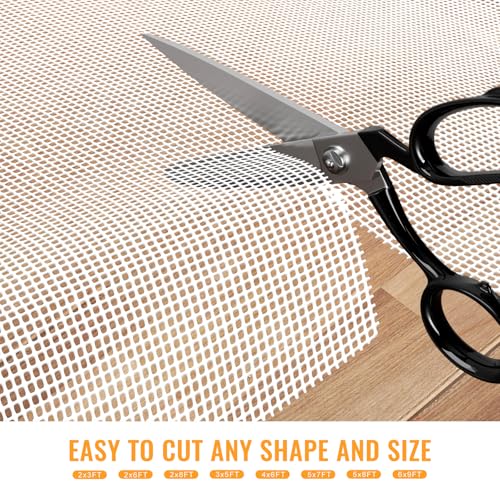 Silicone Non-Slip Rug Pad, Anti Skid Thin Area Rug Pad Gripper, Under Carpet Rug Mats for Hardwood Surface Floors, Keep Rugs in Place-3x5 Ft