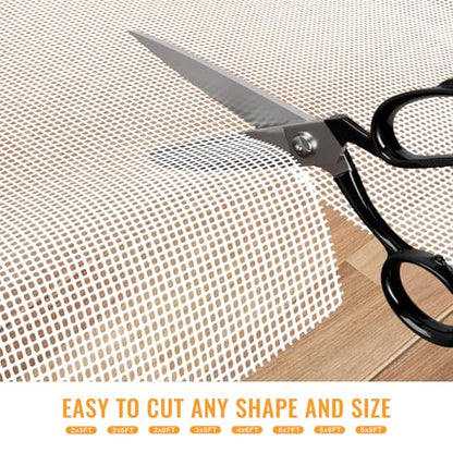Silicone Non-Slip Rug Pad, Anti Skid Thin Area Rug Pad Gripper, Under Carpet Rug Mats for Hardwood Surface Floors, Keep Rugs in Place-3x5 Ft