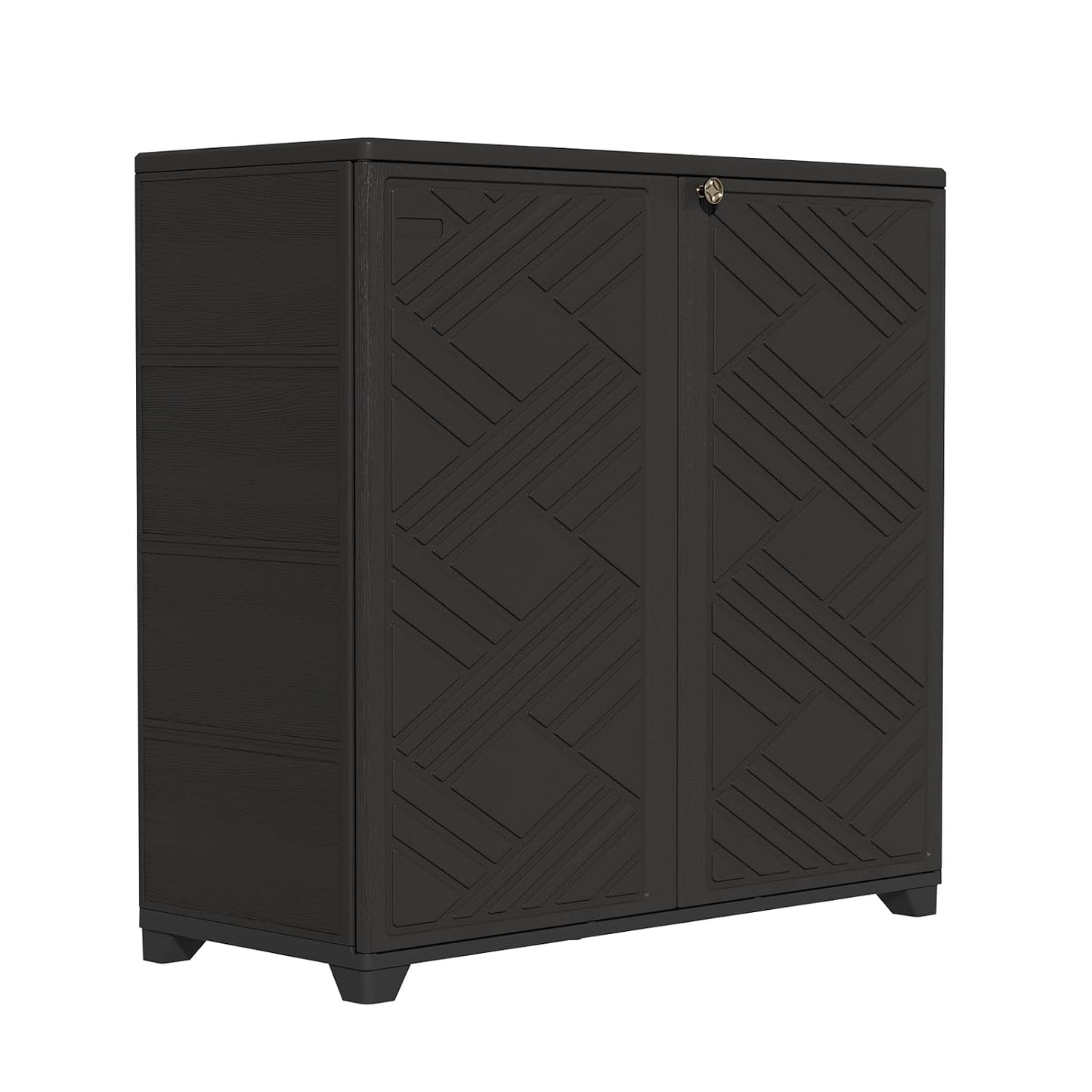 ZZM Indoor/Outdoor Storage Cabinet Waterproof, 34"x15"x34" Plastic Outdoor Storage Box for Garden Balcony Bathroom, All Weather Outdoor Storage Clearance, DIY Usage, with No Shelf (Black)