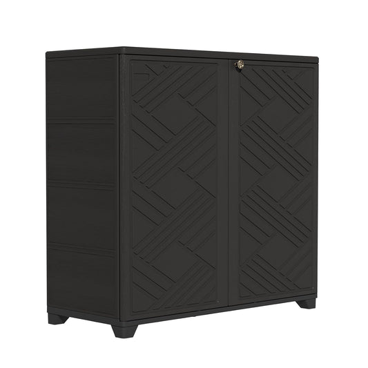Indoor/Outdoor Storage Cabinet Waterproof, 34"x15"... (Cabinet, Black | Plastic)