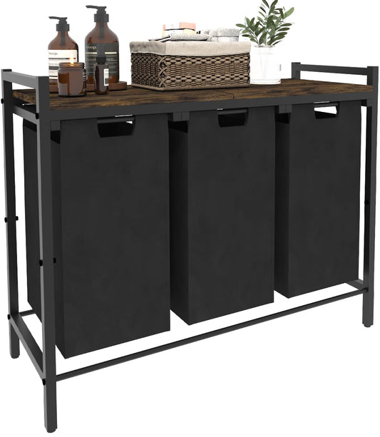 10 x 3 Gal Large Laundry Hamper, Rustic Brown and... (Brown and Black)