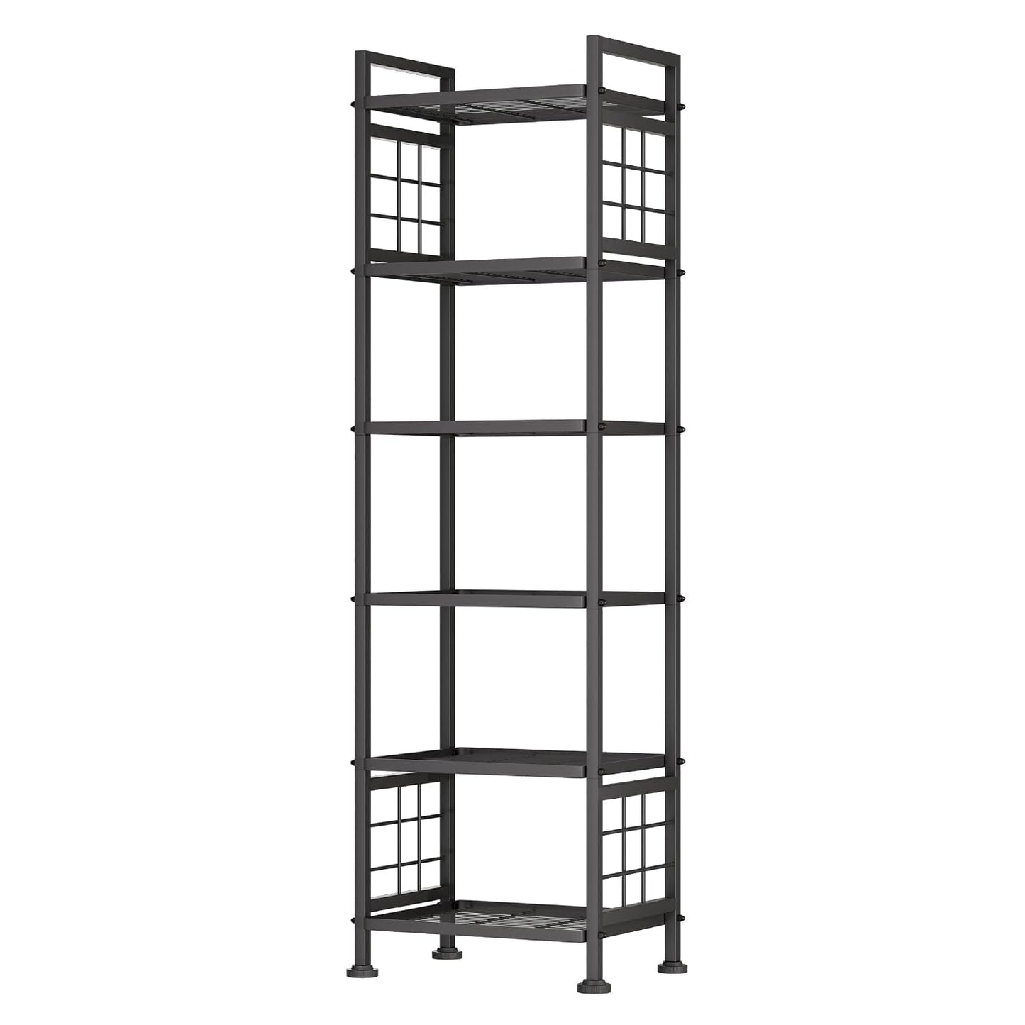 GIOTORENT 6-Wire Standing Storage Shelf for Bathroom Organizers and Storage & Laundry Room Organization, Metal Shelving Unit Pantry Rack for Kitchen & Bathroom, Black