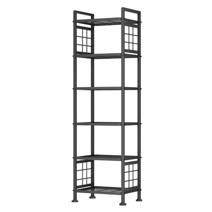 GIOTORENT 6-Wire Standing Storage Shelf for Bathroom Organizers and Storage & Laundry Room Organization, Metal Shelving Unit Pantry Rack for Kitchen & Bathroom, Black