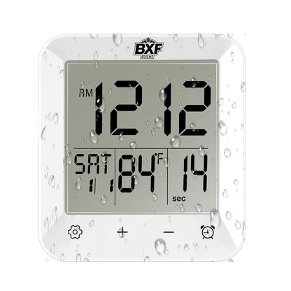 Digital Shower Clock Waterproof,Bathroom Extra Large LCD Screen Wall Clock Timer,Countdown,Moisture Proof,Anti Splash,Display Temperature,Time,Date and Week,Suction Cup,Hanging,Hole Stand