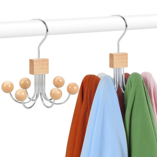 Sweatshirt Hangers 2-Pack with 6 Wooden Balls, Pur... (2 Count | Natural | Metal, Wood)
