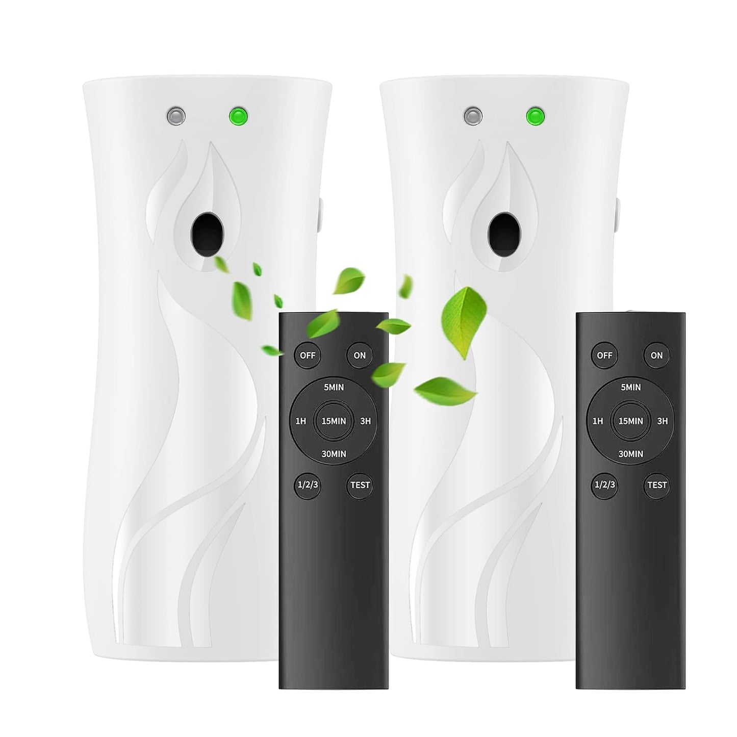 2-Pack Automatic Air Freshener Spray Dispenser with Remote Control, White | Wall Mounted/Free Standing Multiple Time Scent/Mist Release Settings use for Room/Restroom Commercial Place
