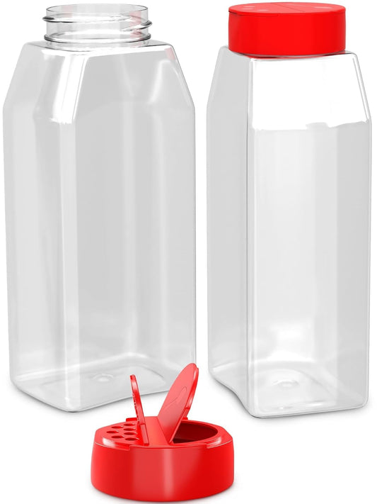 Reluen Large Seasoning Shaker Set of 2, 32 Oz Airtight Wide Mouth, Dual Lid | Seasoning Containers & Spice Shaker Jars for Salt,Sugar,Pepper and Spices,NOT Dishwasher Safe,Easy to Refill,Odor-Resistant