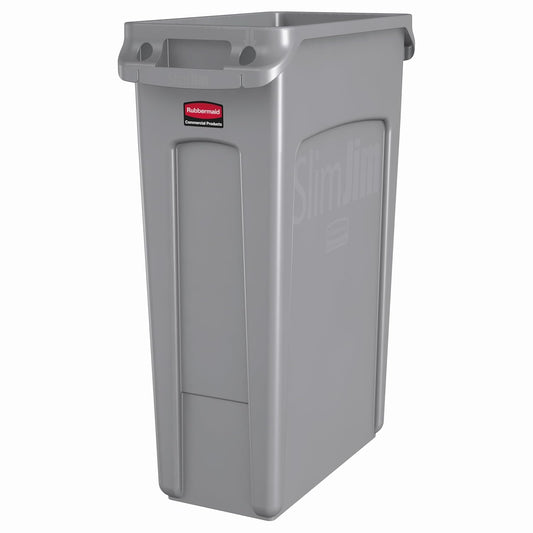 Slim Jim Plastic Rectangular Trash/Garbage Can wit... (Gray | Plastic)