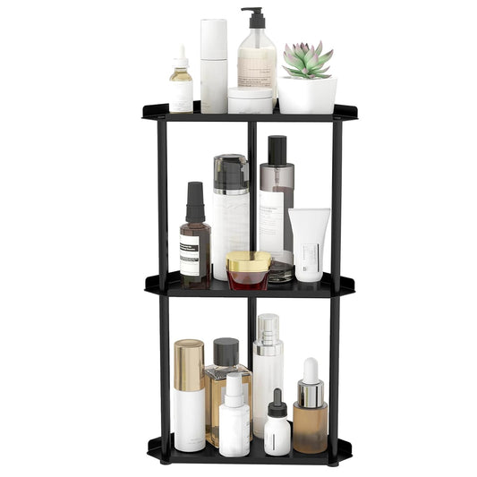 Jesginboo 3 Tier Bathroom Counter Organizer, Vanity Organizer Corner Shelf | Skincare, Makeup Countertop Organizers, Kitchen, Bathroom Counter Storage, Black