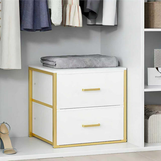 Stackable Storage Drawers, Closet Drawer Organizer... (Gold | Metal)