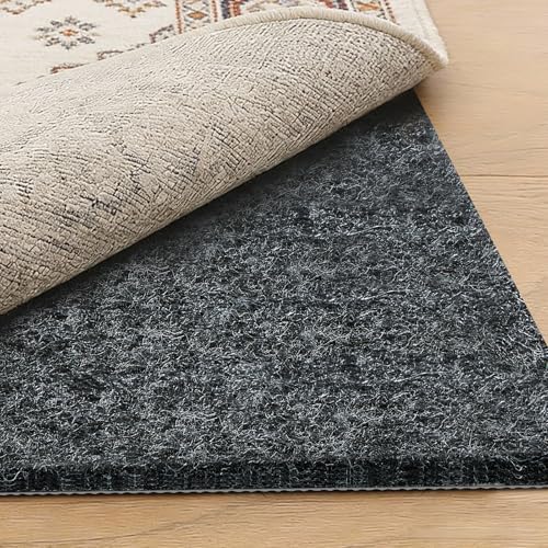 8x10 Ft Non Slip Rug Pad, Dual Surface Felt and Rubber Gripper Backing, 1/4 inch Thick Carpet Liner for Hardwood Floors, Under Area Rug Protective Cushioned Pads, Keep Rugs Safe and in Place