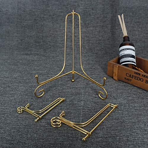 LIONWEI LIONWELI 6 Pack Iron Display Stand,Gold Iron Easel Plate Holder Stand for Displaying Pictures, Plates, Books and Arts (4, 6, 8 inch)