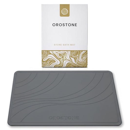 Stone Bath Mat – Diatomaceous Earth, Quick Dry & Super Absorbent, Non-Slip Base, Modern Minimalist Bathroom Mat, Luxury Shower Floor Mat for Bathroom (24x16”)