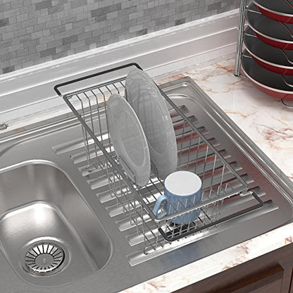 Simple Houseware Stainless Over Sink Counter Top Dish Drainer Drying Rack