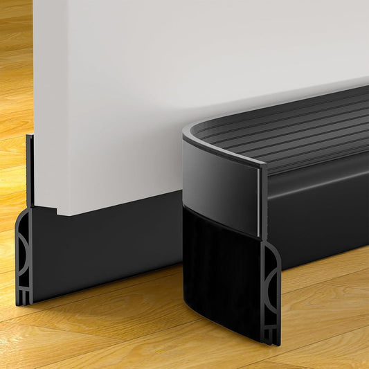 Door Draft Stopper, Door Sweep for Bottom of Door,... (Black | Silicone)