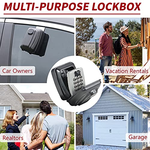 Car Window Punch Button Lock Box, Black Portable Car Key Lock Box, Sturdy Waterproof Large Capacity Lock Box for Turo, Ride Share, GetAround Anti-Theft Devices for Vehicles