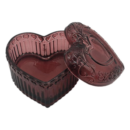 Glass Jewelry Box Heart Shape Cute Box for Storage Ring Earring Trinket Vintage Jewelry Organizer Decorative Gift for Women Girls-GRB003-Red