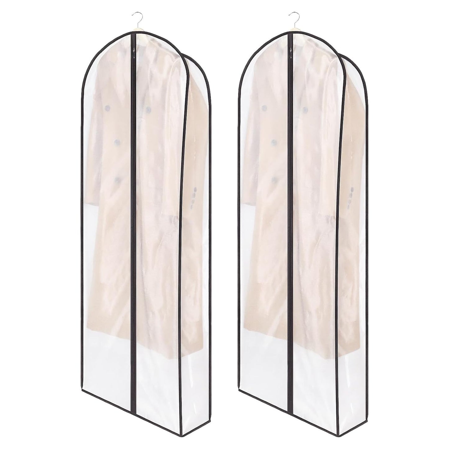 Zilink Fur Coat Storage Bags Dress Bags for Gowns Long 60 in, 2 Pack | 7 in Gussted, Wrinkle Free, Breathable, Dust Covers for Hanging Clothes for Leather Jacket Fur Coat Puffy Dress Storage
