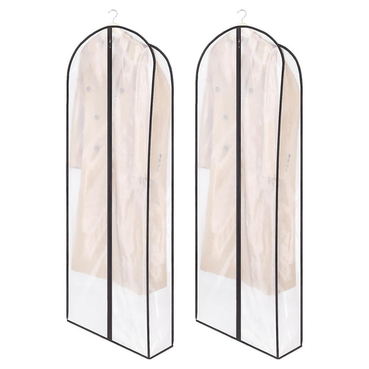 Zilink Fur Coat Storage Bags Dress Bags for Gowns Long 60 in, 2 Pack | 7 in Gussted, Wrinkle Free, Breathable, Dust Covers for Hanging Clothes for Leather Jacket Fur Coat Puffy Dress Storage