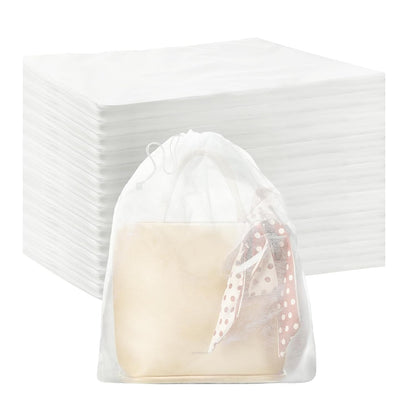 Berlune 200 Pcs Dust Bag for Purse Travel Shoe 19.7 x 15.8 Inches Non Woven Fabric Handbag Storage Organizer Breathable Dust Bag with Rope for Storing Shoes Boots, White
