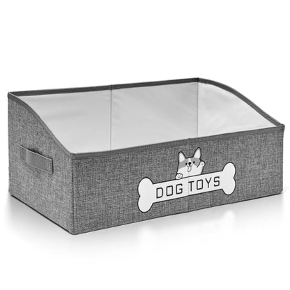 Dog Toy Basket, Specially Designed for Dog Toy Storage, Collapsible Dog Toy Box with Handle，Perfect for Storing Pet Toys and Accessories - Grey