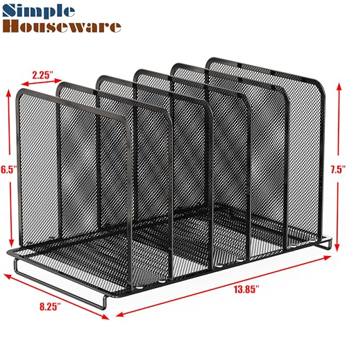 Simple Houseware Expandable 5 Section Upright File Sorter Organizer, Black
