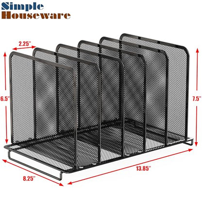 Simple Houseware Expandable 5 Section Upright File Sorter Organizer, Black
