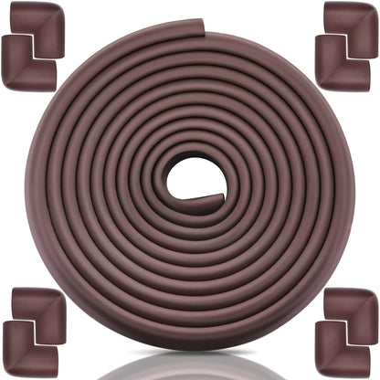 Baby Proofing Edge Corner Protectors, 20.5FT Furniture Table Bumper Guards | Soft thick rubber foam bumper, 18.1ft edge strips + 8 corner guards, 3M pre-taped for table, cabinet & wall sharp corners