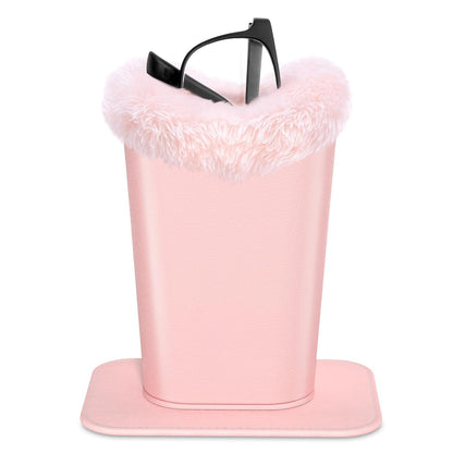 Eyeglasses Holder,Plush Lined PU Leather Pattern Stand Case with Magnetic Base,Unisex for Women Men