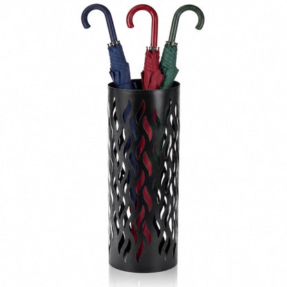 Noamus Metal Umbrella Holder, Umbrella Stand Rack for Entryway, Freestanding Rain Collection Umbrella Organizer, Round Canes Walking Stick Storage Bin for Home Office Decor, Black, 5.9"x5.9"x15.7"