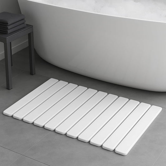 Premium Foldable Stone Bath Mat - Ultra Absorbent... (White | Diatomite)