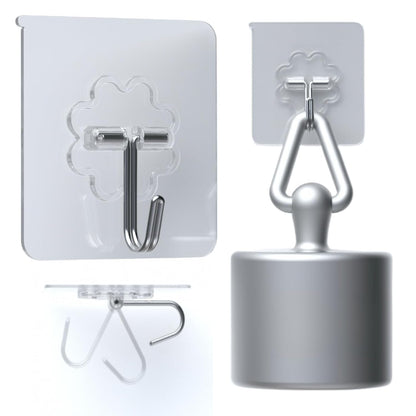 DDMY Adhesive Wall Hooks Heavy Duty 50LB Clear Hook 24 Pack for Hanging | Upgrade Sticky Hooks Hanging 50lb(Max) Transparent Reusable Waterproof No Drill for Kitchen Towel Bathroom Coat No Damage