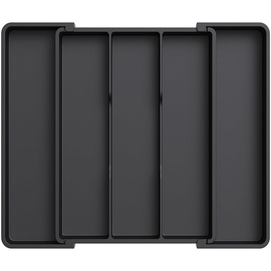 Lifewit Utensil Organizer for Kitchen Drawers, Expandable Cooking Utensil Tray, Adjustable Cutlery Silverware Flatware Holder, Plastic Spatula Tools Storage Divider, 11-18 x 14", Black