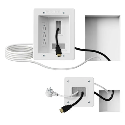 Mount-It! in-Wall TV Cable Concealer Kit with Recessed Power – Triple Outlet, 9ft Cord, and Hand Saw – Easy, Safe Cable Management for Organized TV and Home Theater Setups